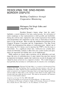 RESOLVING the SINO-INDIAN BORDER DISPUTE: Building