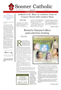 Sooner Catholic Soonercatholic.Org June 6, 2021 Archokc.Org Go Make Disciples 2021 Ardmore’S St