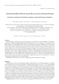 Annotated Checklist of Recent Marine Bryozoa from Continental Portugal