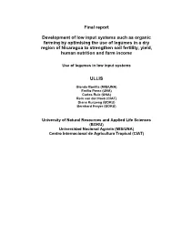 Final Report Development of Low Input Systems Such As Organic Farming By