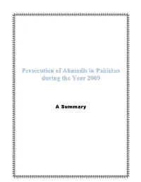 Persecution of Ahmadis in Pakistan During the Year 2009