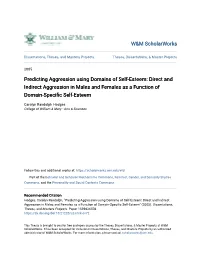Predicting Aggression Using Domains of Self-Esteem: Direct and Indirect Aggression in Males and Females As a Function of Domain-Specific Self-Esteem