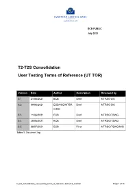 T2-T2S Consolidation User Testing Terms of Reference (UT TOR)