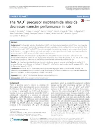 The NAD+ Precursor Nicotinamide Riboside Decreases Exercise Performance in Rats Ioannis A