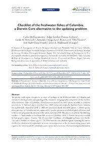 Checklist of the Freshwater Fishes of Colombia: a Darwin Core Alternative to the Updating Problem