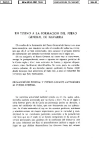 En Torno a La Formación Del Fuero General De Navarra