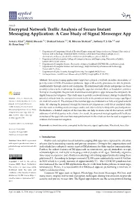 Encrypted Network Traffic Analysis of Secure Instant Messaging Application