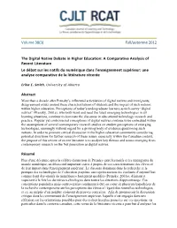 Fall/Automne 2012 the Digital Native Debate in Higher