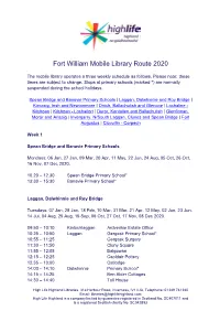 Fort William Mobile Library Route 2020