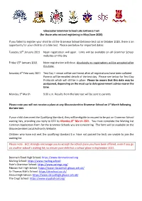Gloucester Grammar School Late Entrance Test (For Those Who Missed Registering in May/June 2020)