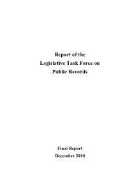 Report of the Legislative Task Force on Public Records
