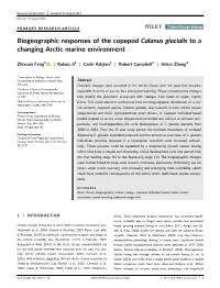 Biogeographic Responses of the Copepod Calanus Glacialis to a Changing Arctic Marine Environment