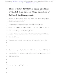 Effects of Dietary NFC/NDF on Rumen Microbiomes of Karakul Sheep Based on Three Generations of Full-Length Amplifiers Sequencing