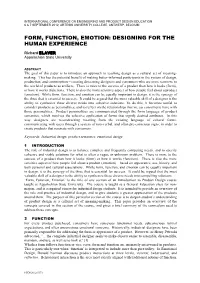 Form, Function, Emotion: Designing for the Human Experience