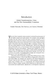 Introduction Global Transformations, Cities, and the New Sustainability Consensus