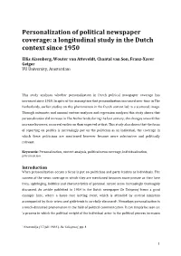 Personalization of Political Newspaper Coverage: a Longitudinal Study in the Dutch Context Since 1950