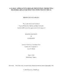 Predicting High Risk Areas for West Nile Infection in the Us