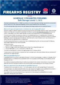 Recommended Safe Storage Prohibited Firearms Levels 1, 2 & 3
