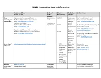 SHARE Universities Course Information