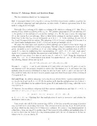 Subrings, Ideals and Quotient Rings the First Definition Should Not Be