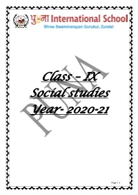 Class – IX Social Studies Year- 2020-21