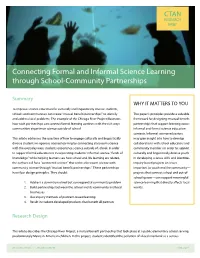 Connecting Formal and Informal Science Learning Through School-Community Partnerships