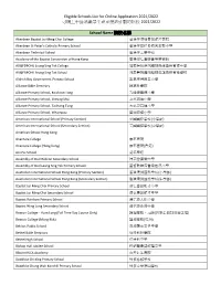 Eligible Schools List for Online Application 2021/2022 可網上申請港鐵學生乘車優惠計劃的院校2021/2022 School N