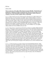 Fp37sum Leroy Collins This Is an Interview with Leroy Collins, Former Governor of Florida. the Interview Was Conducted in Tallah