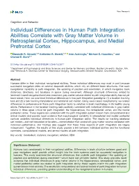 Individual Differences in Human Path Integration Abilities Correlate with Gray Matter Volume in Retrosplenial Cortex, Hippocampus, and Medial Prefrontal Cortex