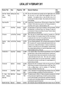 Local List 14 February 2011