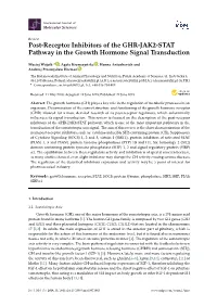 Post-Receptor Inhibitors of the GHR-JAK2-STAT Pathway in the Growth Hormone Signal Transduction