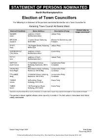 Statement of Persons Nominated