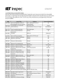 As of April 2017 List of Open Access Journals Within Inspec Only Fully