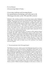 Correcting Traditions and Inventing History: the Manipulation of Mythology and of the Past in the Nibelungen-Literature of the 19Th and 20Th Centuries