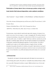 Fabrication of Sharp Atomic Force Microscope Probes Using In-Situ Local Electric Field Induced Deposition Under Ambient Conditions