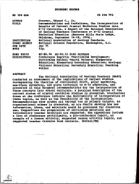 Recommendations and Guidelines, the Incorporation of Results of Current Crustal Evolution Studies Into K-12 Curricula