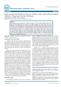 Endocannabinoid Stimulated Release of Nitric Oxide and Its Mitochondrial