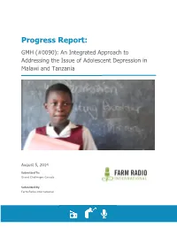 Progress Report: GMH (#0090): an Integrated Approach to Addressing the Issue of Adolescent Depression In