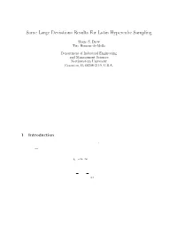 Some Large Deviations Results for Latin Hypercube Sampling