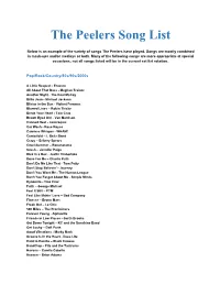 The Peelers Song List