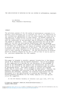 The Specification of Nutation in the Iau System of Astronomical Constants