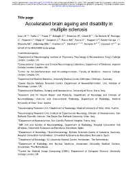 Accelerated Brain Ageing and Disability in Multiple Sclerosis