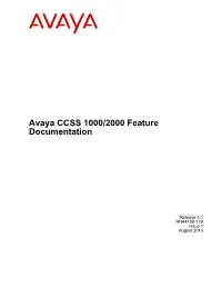 Avaya CCSS 1000/2000 Feature Documentation