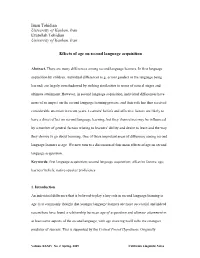 Effects of Age on Second Language Acquisition