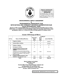 For Cluster XVII Group of Mines from Ministry of Environment & Forests, Govt