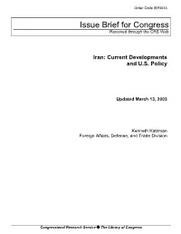 Iran: Current Developments and U.S. Policy