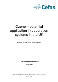 Ozone – Potential Application in Depuration Systems in the UK