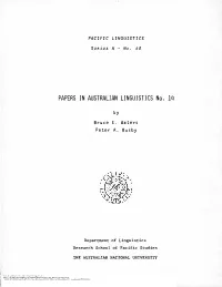 PAPERS in AUSTRALIAN LINGUISTICS No. 14