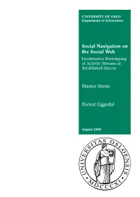 Social Navigation on the Social Web Master Thesis Eivind Uggedal