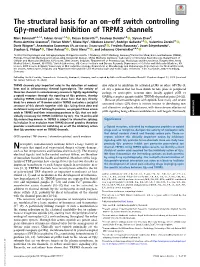 The Structural Basis for an On–Off Switch Controlling Gβγ-Mediated Inhibition of TRPM3 Channels